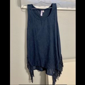 Francesca’s Side Fringe Suede Tank Top
